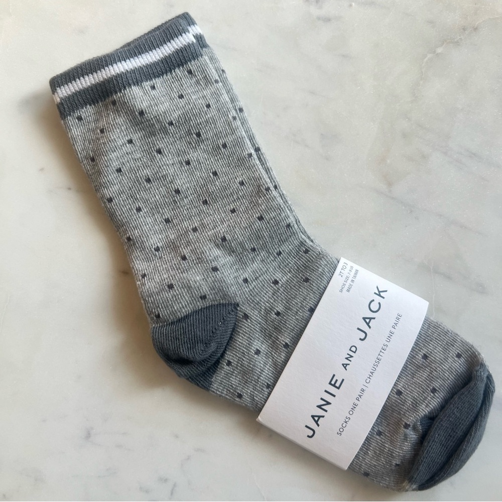 Janie and Jack Grey Polka Dot Toddler’s Socks Size 2T-3T